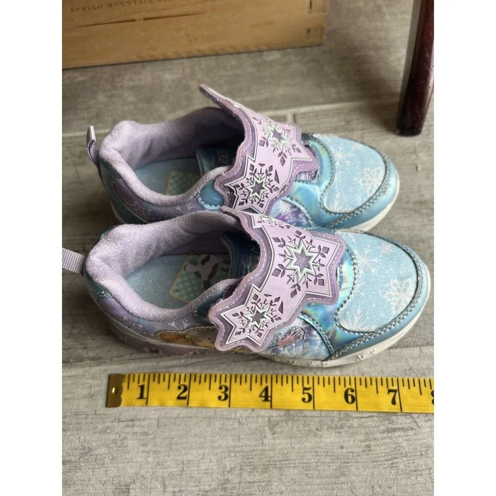 Disney Girls' Frozen Sneakers Easy On Light Up Shoes Toddler Purple Elsa Anna 11